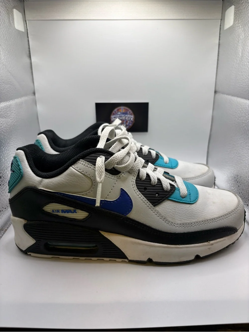 New Nike Air Max 90 Youth Big Kids Shoes Size 5Y Black/Hyper Blue CD6864 003 - Picture 3 of 7